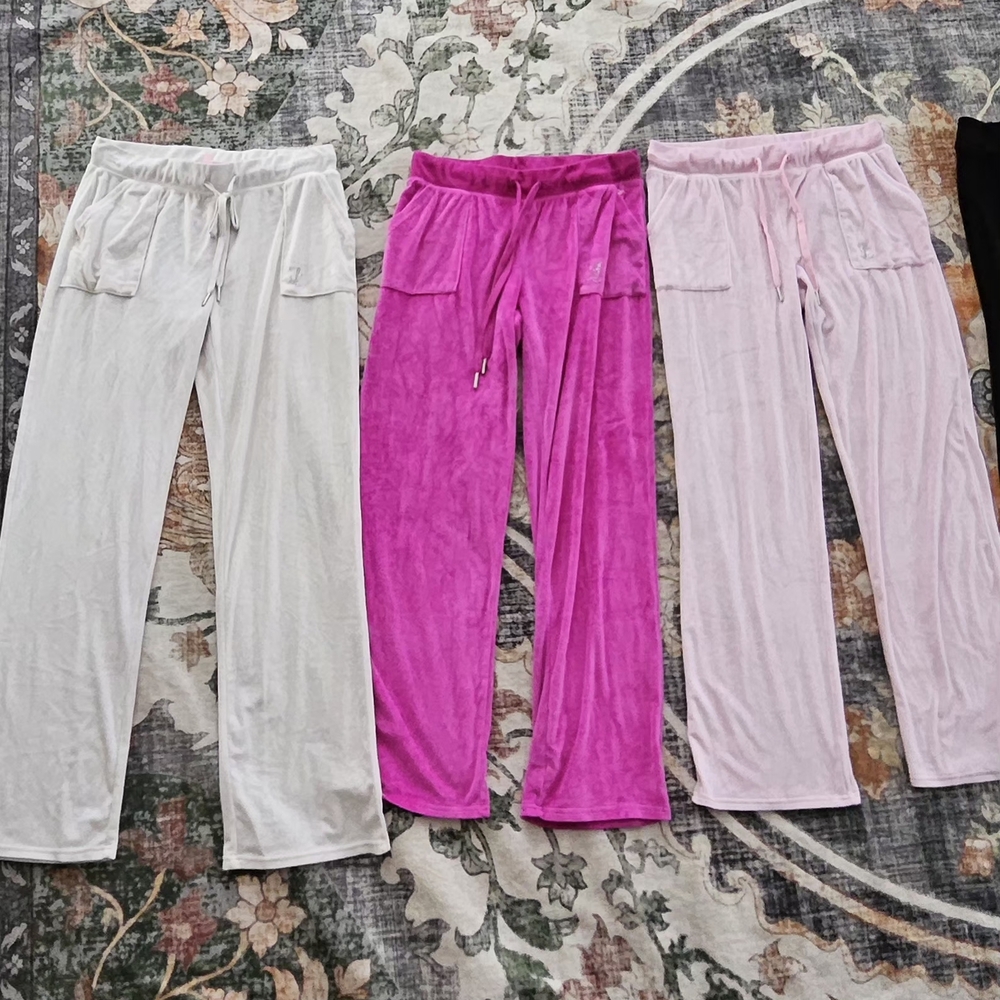 Women's Intimates Velour Lounge Pants - White, Pink, and Purple - Picture 2 of 8